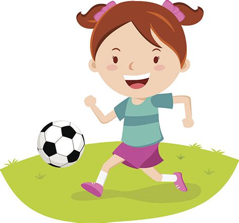 Girl Kicking Soccer Ball Illustrations Royalty Free Vector Graphics