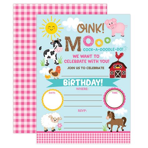 Buy Your Main Event Prints Farm Birthday Invitation Girl Barnyard