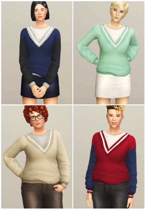 V Neck Sweater With T Shirt At Rusty Nail Sims 4 Updates