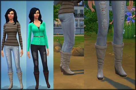 Mod The Sims New Mesh Sims 4 Calf Slouch Boots Edit Fixed