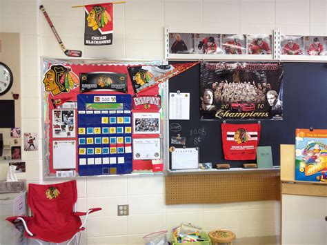 Blackhawks calendar corner | Sports theme classroom, Classroom themes
