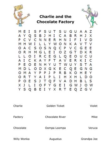 Charlie And The Chocolate Factory Wordsearch By Tomremnant Teaching