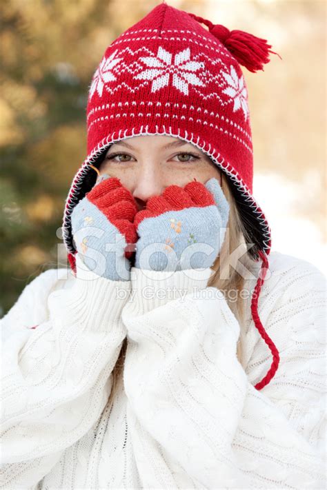 Winter Young Woman Is Freezing Stock Photo Royalty Free Freeimages