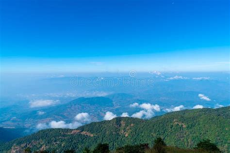 Beautiful Mountain Layer With Clouds And Blue Sky Stock Photo Image
