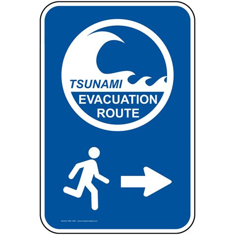 Zoom to + zoom in zoom in Tsunami Evacuation Route Sign NHE-13461 Emergency Response
