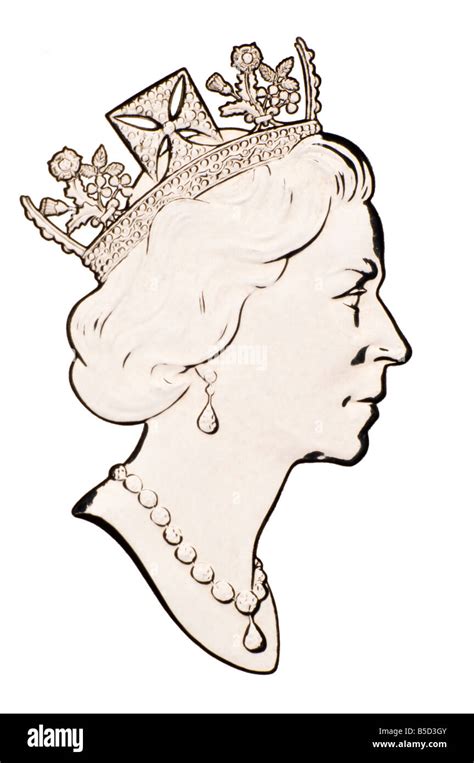Profile Portrait Of Queen Elizabeth Ii From Silver Coin Stock Photo