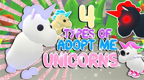 4 Types Of Unicorn Pets In Adopt Me Roblox Adopt Me Story Youtube
