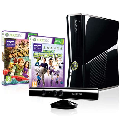Xbox 360 250gb Bundle Includes Kinect Sensor Kinect Adventures And Kinect Sports Games