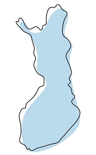 Stilisierte Einfache Umrisskarte Von Finnland Symbol Blaue Skizze Karte