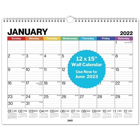 Buy Dunwell 12x15 Wall Calendar 2022 2023 Colorful Use To June 2023 15x12 Lined Monthly