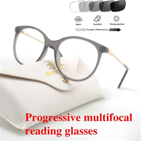 Women Cat Progressive Multifocal Lens Reading Glasses Round Presbyopia