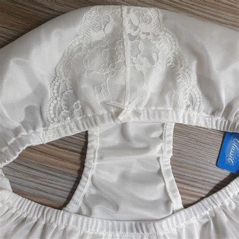 Vintage Sheer White Panties Nylon Lace Granny Polyest Gem