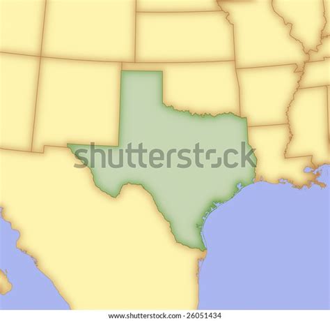 Map Texas Borders Surrounding States Stock Illustration 26051434