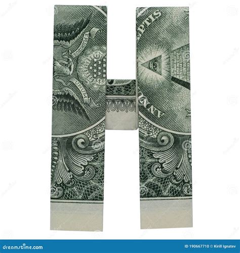 Money Origami Letter H Character Folded With Real One Dollar Bill