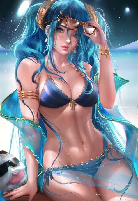 sexy pool party sona wallpapers and fan arts league of legends lol stats