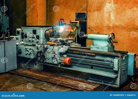 Old Metal Lathe Of The 20th Century Close Up Stock Image Image Of
