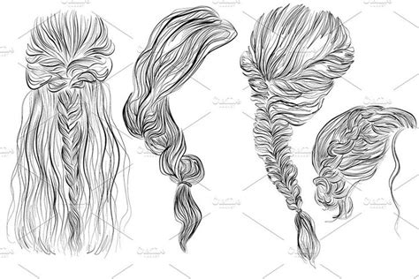 90 Vector Hairstyles Bundle Hair Vector Drawings How To Draw Braids