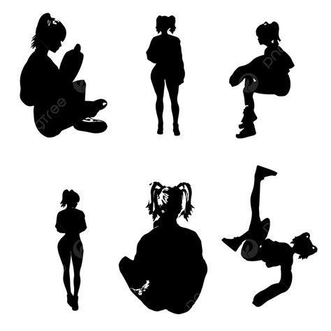 Cute Ponytail Silhouette Vector Png Silhouette Pack Of A Cute Girl