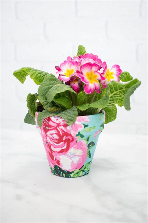 Fabric Covered Flower Pots - Sweet Red Poppy
