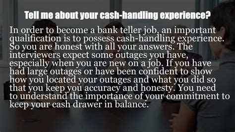 While you might think a bank teller job is all money money money money…, an even more important aspect is people people people people…. Bank job interview questions - YouTube