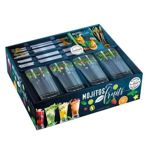 Mojito Fruits Coffret Avec 4 Jolis Verres A Mojito 4 Pailles En Verre