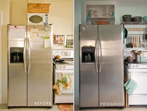 Question due to a very tall refrigerator and a soffit that cannot be removed, i am forced to build a full depth upper cabinet that is 37 wide and only 11 tall. no cabinet over the fridge | Kitchen Ideas | Pinterest ...