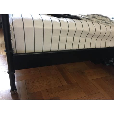 Ikea Black Iron Metal Queen Size Bed Frame Aptdeco