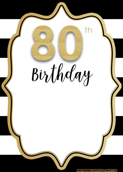 You only need to choose one template that is designed for your event and suits your style or tone of the occasion and then customize it with texts, logo or photos and then a beautifully designed invitation. Free Printable 80th Birthday Invitations | DREVIO