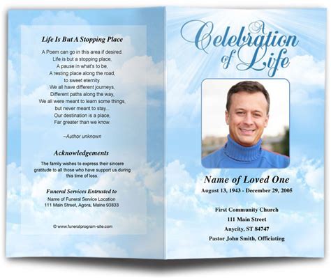 Free Obituary Program Template Download Addictionary