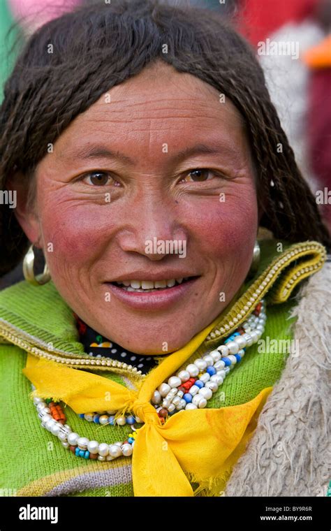 Tibetan Woman Pilgrim In The Barkhor Lhasa Tibet Jmh4684 Stock Photo