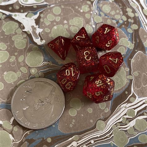 Chessex Ruby Glitter Mini Polyhedral 7 Die Set Knave Of Cups