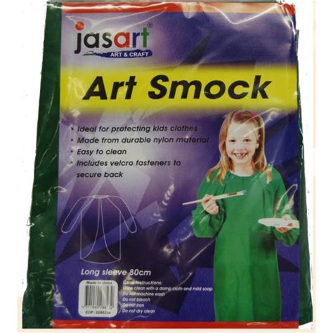 Art Smock Jasart Kids Long Sleeve 80cm Green Skout Office Supplies