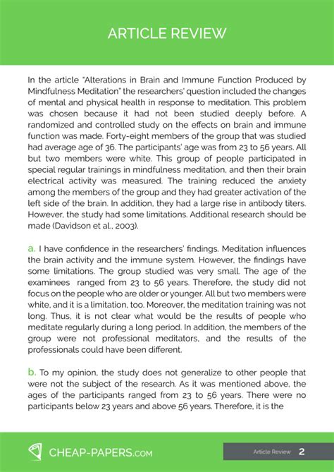Article Review Template For Students