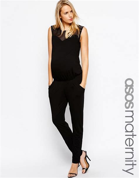 Asos Maternity Asos Maternity Jumpsuit With Mesh Sweetheart Neck
