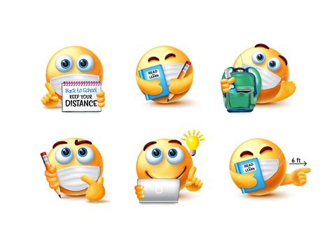 Emoji De Regreso A La Escuela Conjunto De Vectores De Pautas De