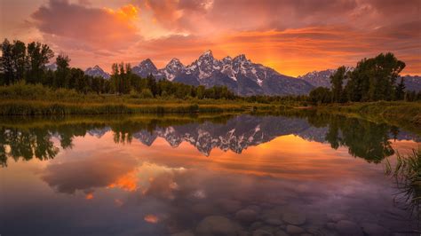 Wallpaper Sunlight Trees Landscape Mountains Sunset Lake Water