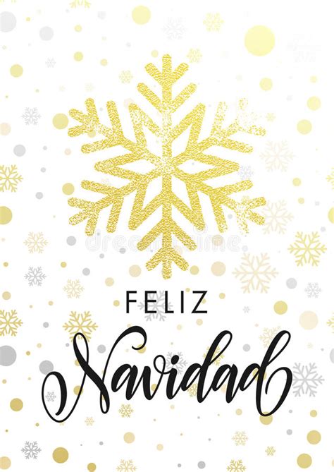 Spanish Christmas Feliz Navidad Gold Glitter Snowflake Greeting Card