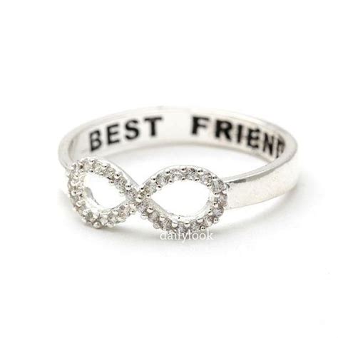 Best Friend Infinity Ring With Crystals In Silver Moissanite
