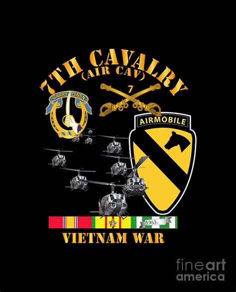 Army 7th Cavalry Air Cav 1st Cav Division W Svc Digital Art By Tom