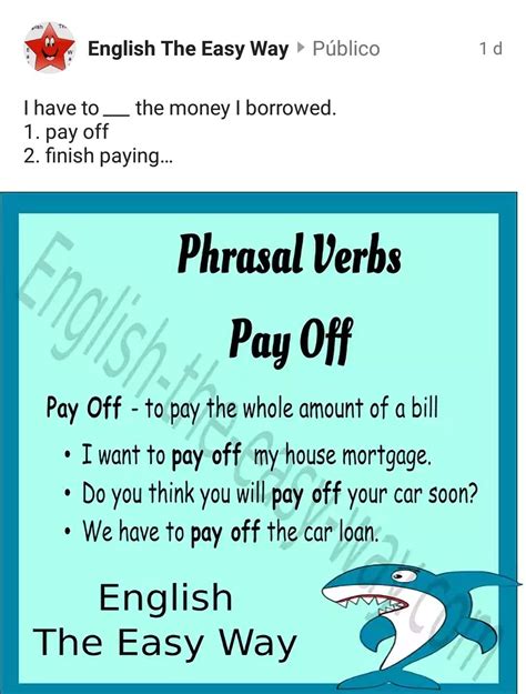 Pay Off English Vocabulary Teaching English English Reading