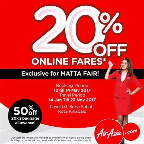 Visit the landing page and avail this package promotional offer. AirAsia Flight Ticket 20% OFF Online Fares @ MATTA Fair ...