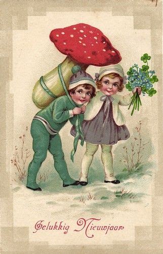 By 1885, unique and even bizarre cards with silk fringe, glittered john grossman, author of christmas curiosities: Children Carrying Large Mushroom | Postcard, Stuffed mushrooms, Weird vintage