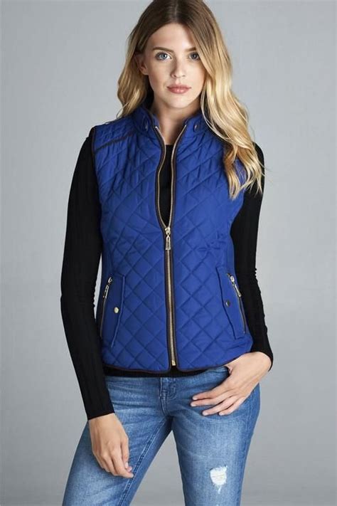 Royal Blue Quilted Vest Vest Outfits For Women Quilted Vest Outfit