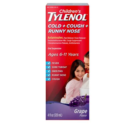 Buy Childrens Tylenol Cold Cough Runny Nose Medicine Grape 4 Fl