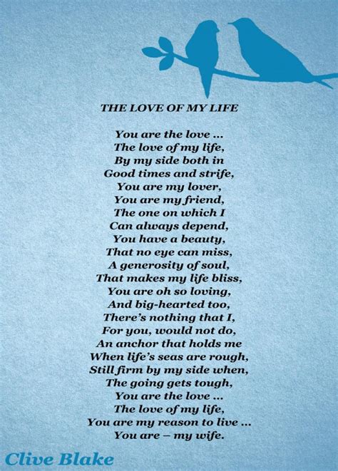 The Love Of My Life Poem By Clive Blake Poem Hunter