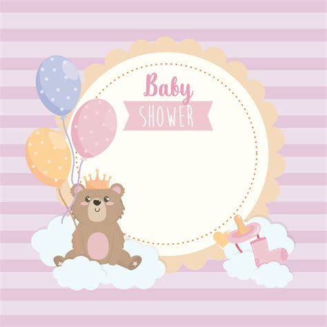 Etiqueta De Baby Shower Con Osito En La Nube 671709 Vector En Vecteezy
