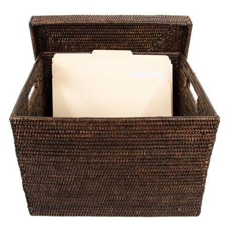 Artifacts Rattan Storage Box With Lid Letter File Tudor Black