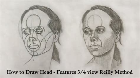 how to draw head features 3 4 view using reilly method part 2 youtube
