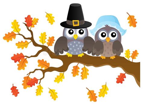 Thanksgiving Owls Thematic Image 1 Stock Vector Illustration Of