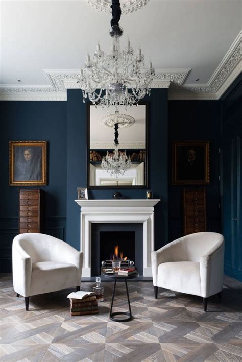 Victorian Living Room Dramatic Navy Blue Home Decorating Trends